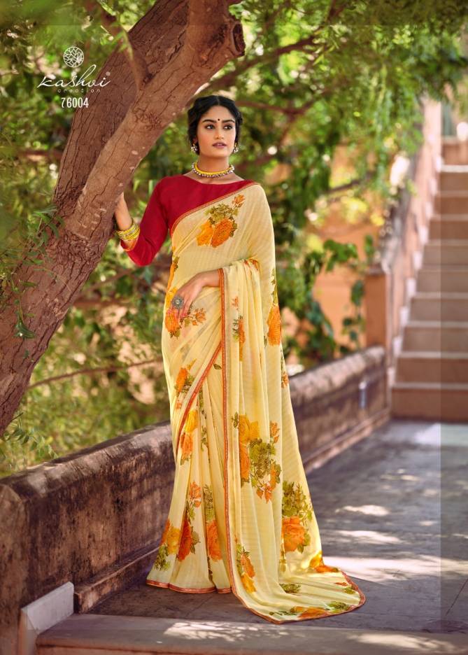 Kashvi Naina Casual Wear Georgette Designer Fancy Saree Collection